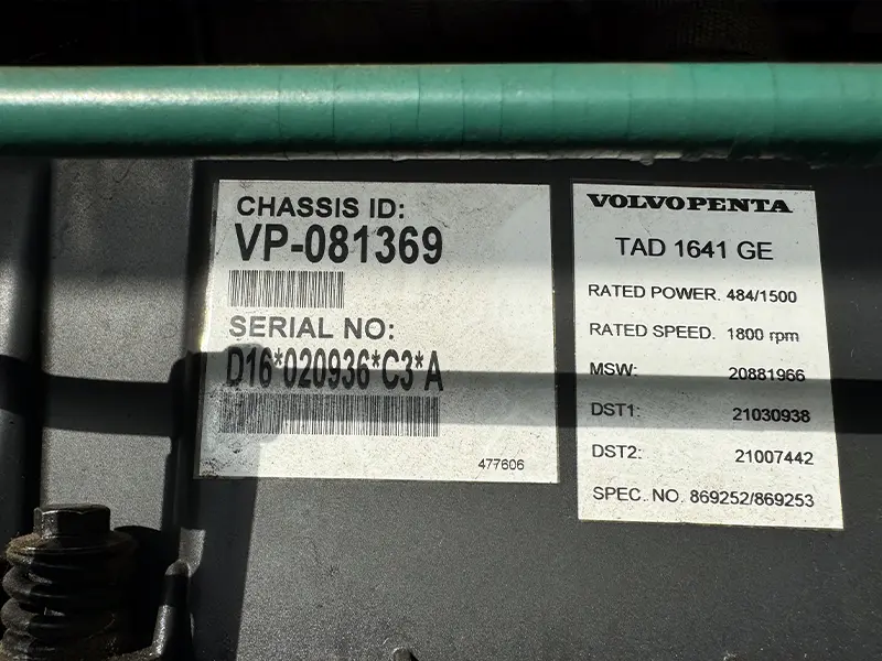 Used Volvo 550kVA 440kW Diesel Generator XP55130 - Image 13